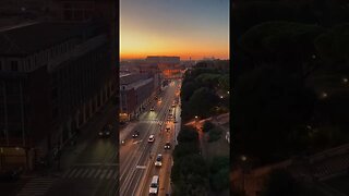 Evening Rome and view of the Colosseum.