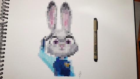 Realistic pixel speed drawing of Judy Hopps from 'Zootopia'