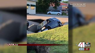 Sinkhole swallows truck, driver in Excelsior Springs
