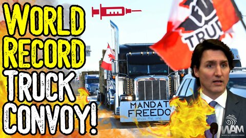 WORLD RECORD TRUCK CONVOY! - 100,000 Trucks Protest Jab Mandates In Canada! - Trudeau In Hiding!