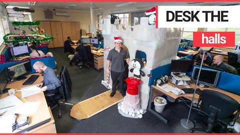 Is this the craziest Christmas office desk you've ever seen?