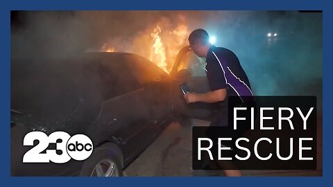 FedEx driver rescues man from burning car