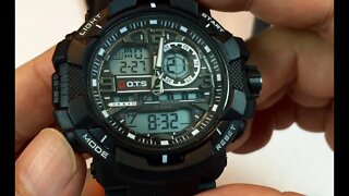 PALADA T8073G Dual Time Waterproof Sports Analog-Digital Watch w LED Light Review