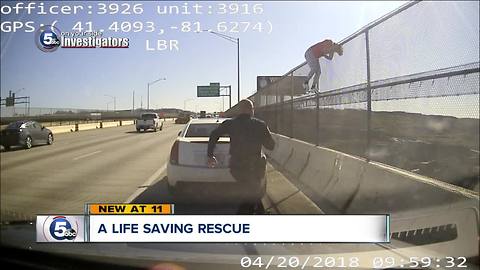 Independence police officer makes heroic rescue on I-480 bridge