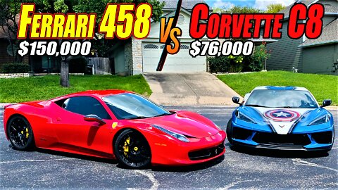 Why spend $150k on a Ferrari 458 when a C8 Corvette is ONLY $76k? Ferrari Review.