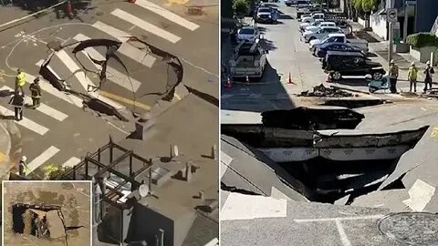 Massive sinkhole in San Francisco opens up in the middle of busy intersection after 74-year-old pipe