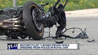 Motorcyclist t-bones driver while speeding from Royal Oak police