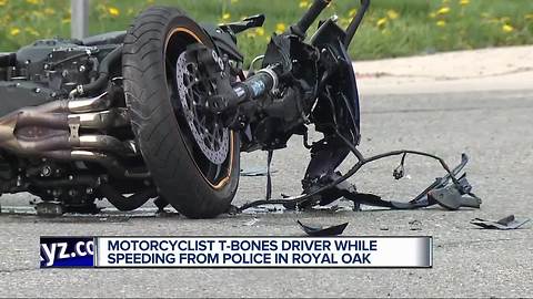 Motorcyclist t-bones driver while speeding from Royal Oak police