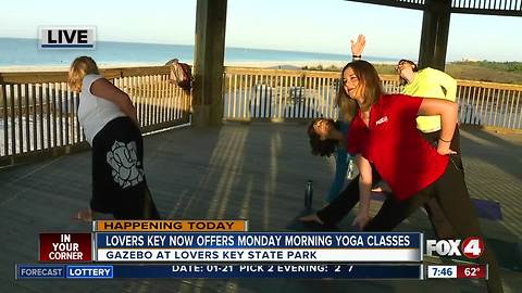 Lovers Key now offers Monday morning yoga classes - 7:30am live report