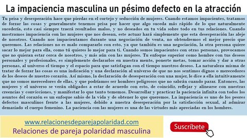 La impaciencia masculina un pésimo defecto en la atracción