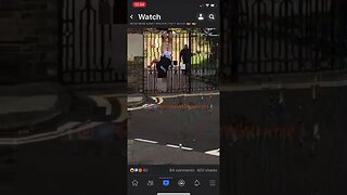 Police officer gets stuck on fence by his pants and then has an accident