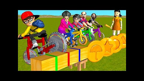 Scary Teacher 3D vs Squid Game Wheel Saw Hammer Honeycomb Candy Shapes Level Max 5 Times Challenge