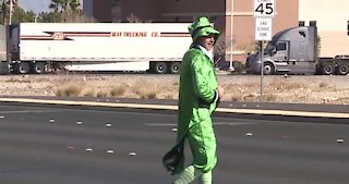 Police leprechaun in Las Vegas crosswalk