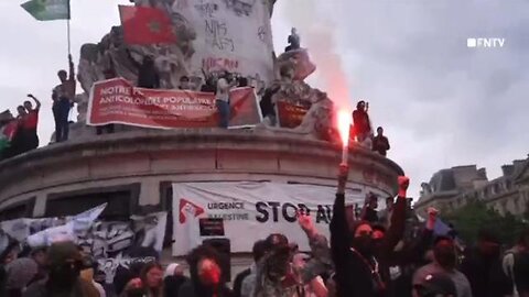 Protesters rioting and desecrating France