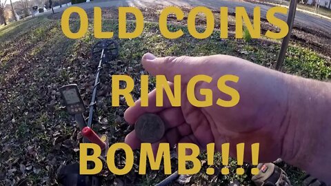 Treasure Hunting for old silver coins, Rings, and finding a military BOMB?!?