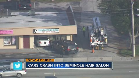 Car crashes through beauty salon on Seminole Blvd. in Pinellas County