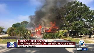 Two people hospitalized by fire in Martin County
