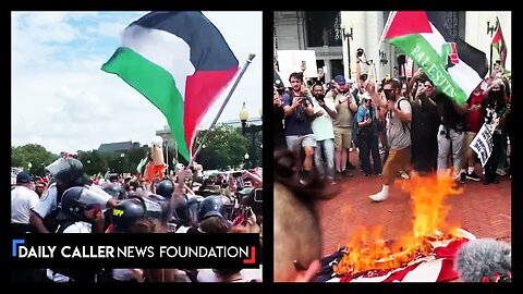 Protesters BURN American Flag And Raise Palestine Flag In Its Place