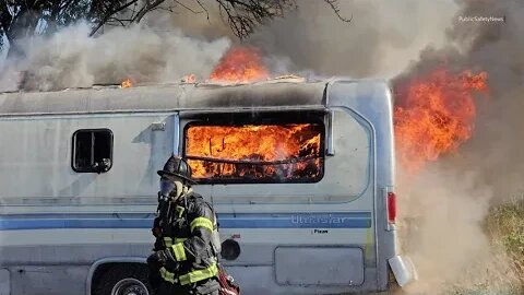 Commercial Vehicle Fire Engulfs Transient RV in Sacramento Business Park