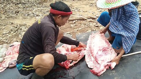 How to Butcher Your Pig With Just a Knife! Thai Country Style