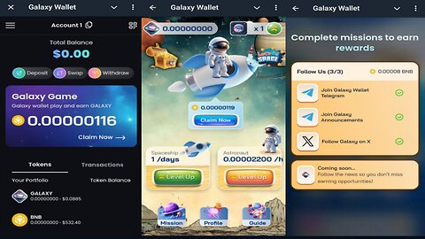 Galaxy Wallet | Mine Free GALAXY And BNB Tokens | New Telegram Crypto Airdrop Mining