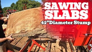 Sawing Wide Slabs / Boards from a 42" Diameter Red Oak