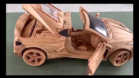 Amazing wooden car design|wood cutting Ferrari car 🚗