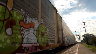 CN 8896 & CN 2585 Engines Manifest Train Eastbound In Sarnia TRACK SIDE