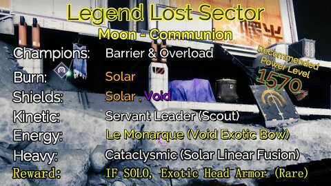 Destiny 2 Legend Lost Sector: Moon - K1 Communion 9-20-22