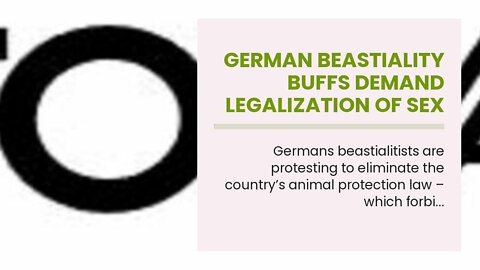German Beastiality Buffs Demand Legalization Of Sex With Animals