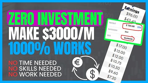 ZERO INVESTMENT! Get Paid $3000/Month, Make Money Online for Beginners