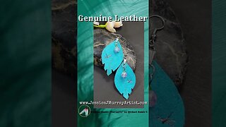 TEAL DRAGONLY, 2 inch, leather feather earrings