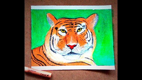 Tiger Drawing with oil Pestle