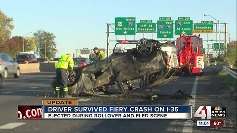 Car goes through I-35 guardrail, off highway