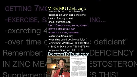 MIKE MUTZEL How much zinc to supplement? if eating animal foods, not too much needed, but sweating..