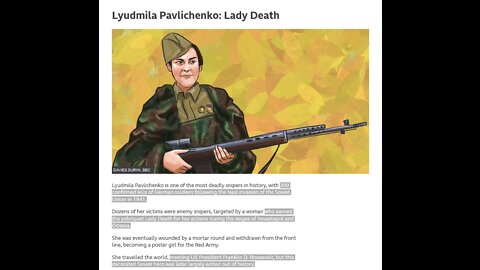 Miss Pavlichenko: "Three hundred Nazis Fell by your gun"