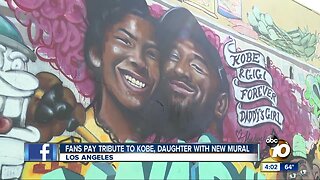 Fans pay tribute to Kobe, daughter with new mural