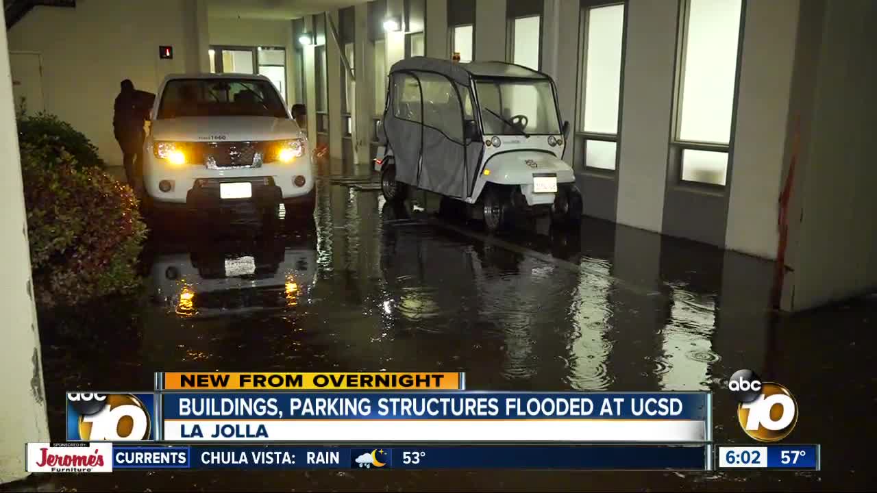 UCSD buildings, parking structures flooded