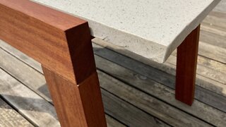 Modern coffee table made from old mahogany and quartz! DIY Woodworking project