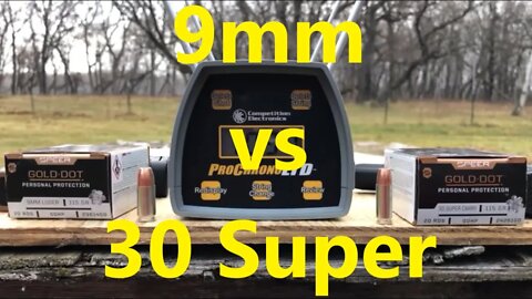 Is 9mm Obsolete? 115 gr Gold Dot 9mm vs 115 gr Gold Dot 30 Super Carry; short barrel velocity test