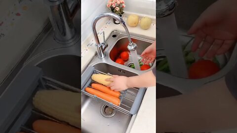 Adjustable Stainless Steel Drainer Basket Drain Tray for Dish Vegetable Fruit