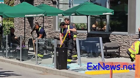 Vehicle drives into Vernon Starbucks seating area