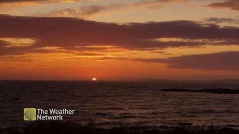 Bright colours shine through the evening clouds