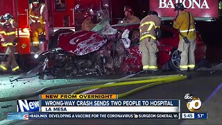 Wrong-way crash on I-8 sends 2 to hospital