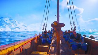 ASMR Viking Longboat 🛶 - Wood Creaking, Water Waves, Mumbling, and Travel - Ambiance