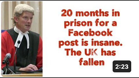 20 months in prison for a Facebook post is insane. The UK has fallen