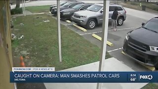 Man hits patrol cars with bat