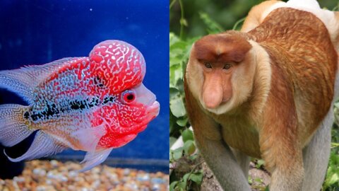 The Proboscis Monkeys, Baby Flowerhorn Fish and Indian gharials || weird animals || trivia