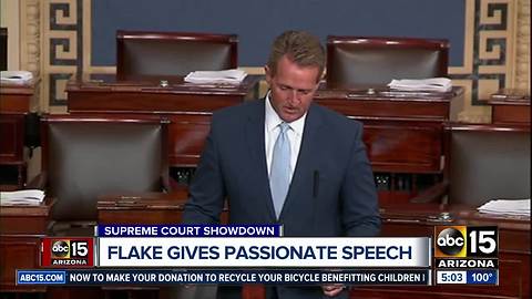 Senator Flake delivers passionate speech ahead of Kavanaugh hearing