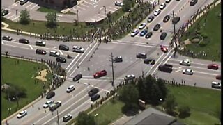 Aerial view of Avon protests